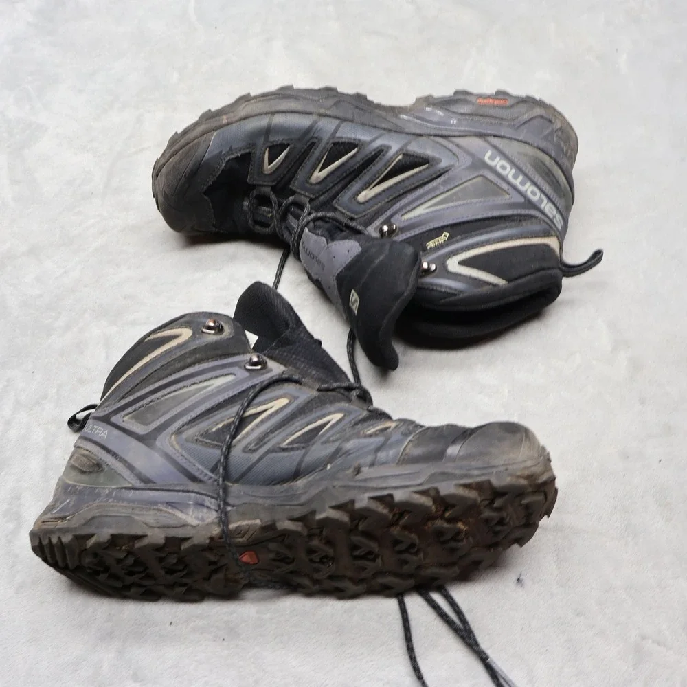 Salomon Mens 10 Hiking Boots Blue X Ultra 3 Mid GTX Gore-Tex‎ Waterproof Lace Up